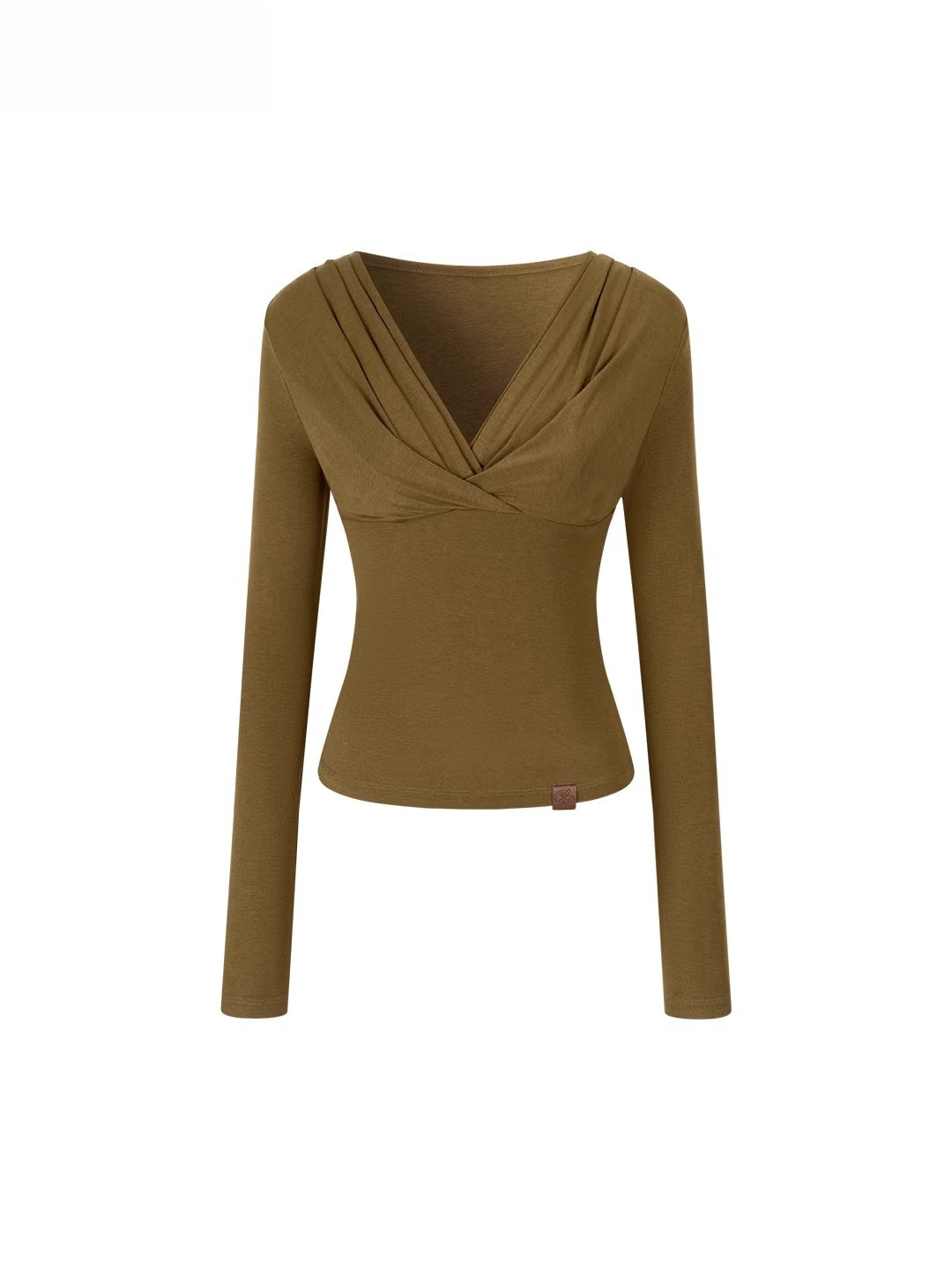 Ruched V-Neck Fitted Layering T-shirt