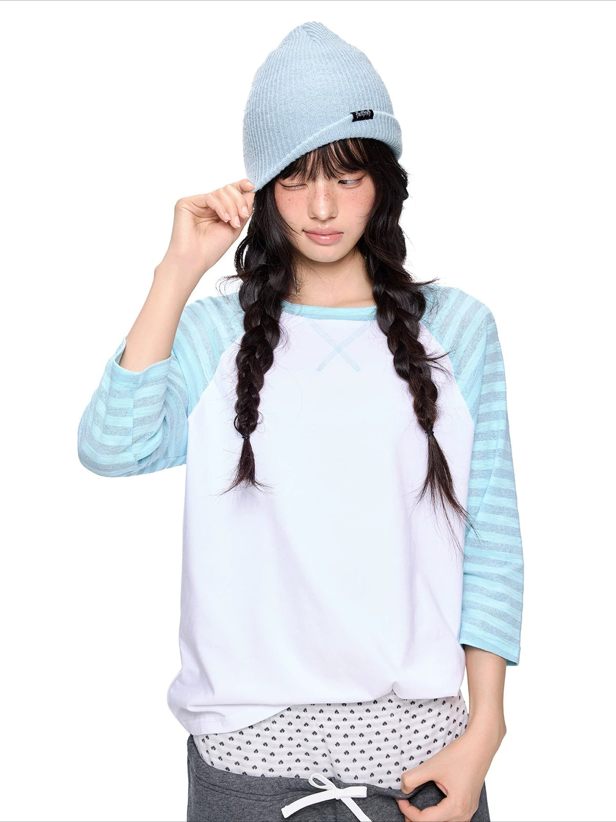 Contrast Stripe Dot Tee