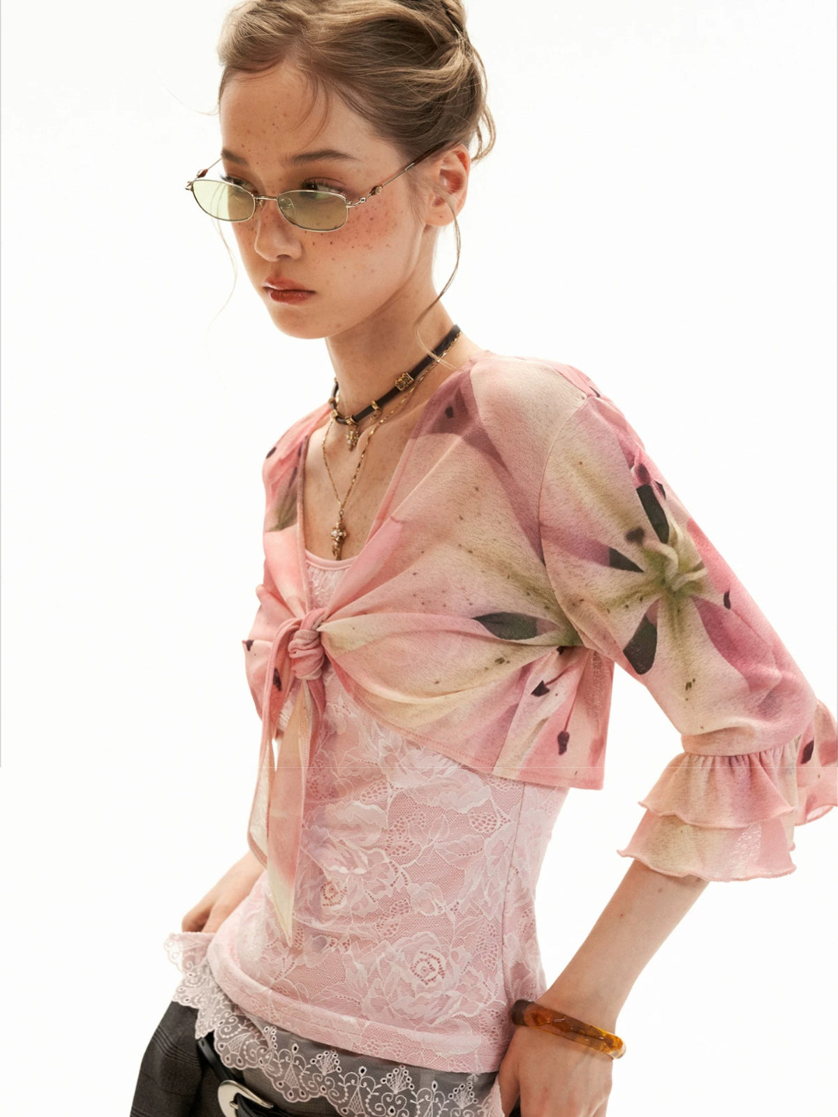 Floral Lace Two-Piece Cardigan Set