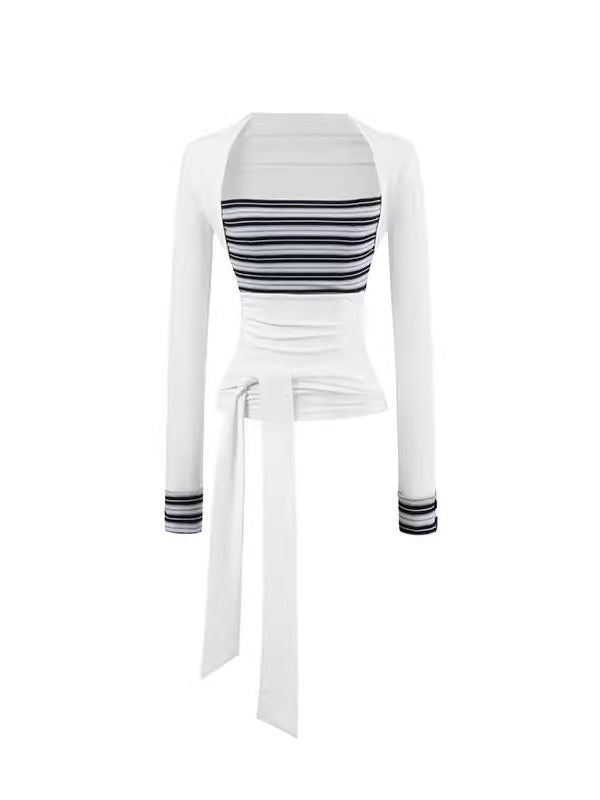 Contrast Trim Stripe Knit Top