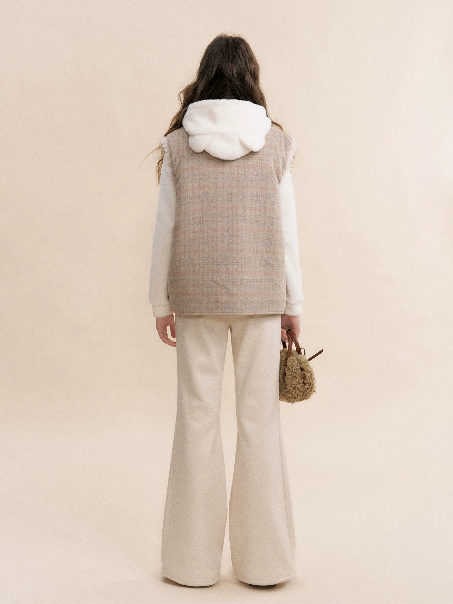 Beige Reversible Shearling Vest