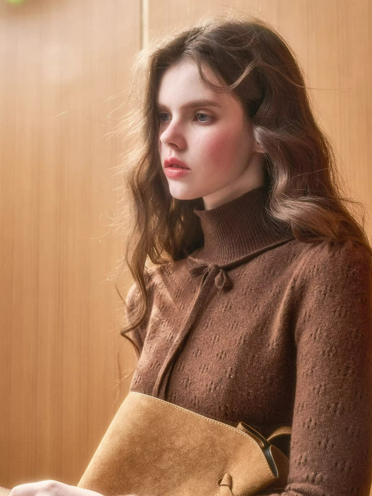 Mock Neck Openwork Knit Top