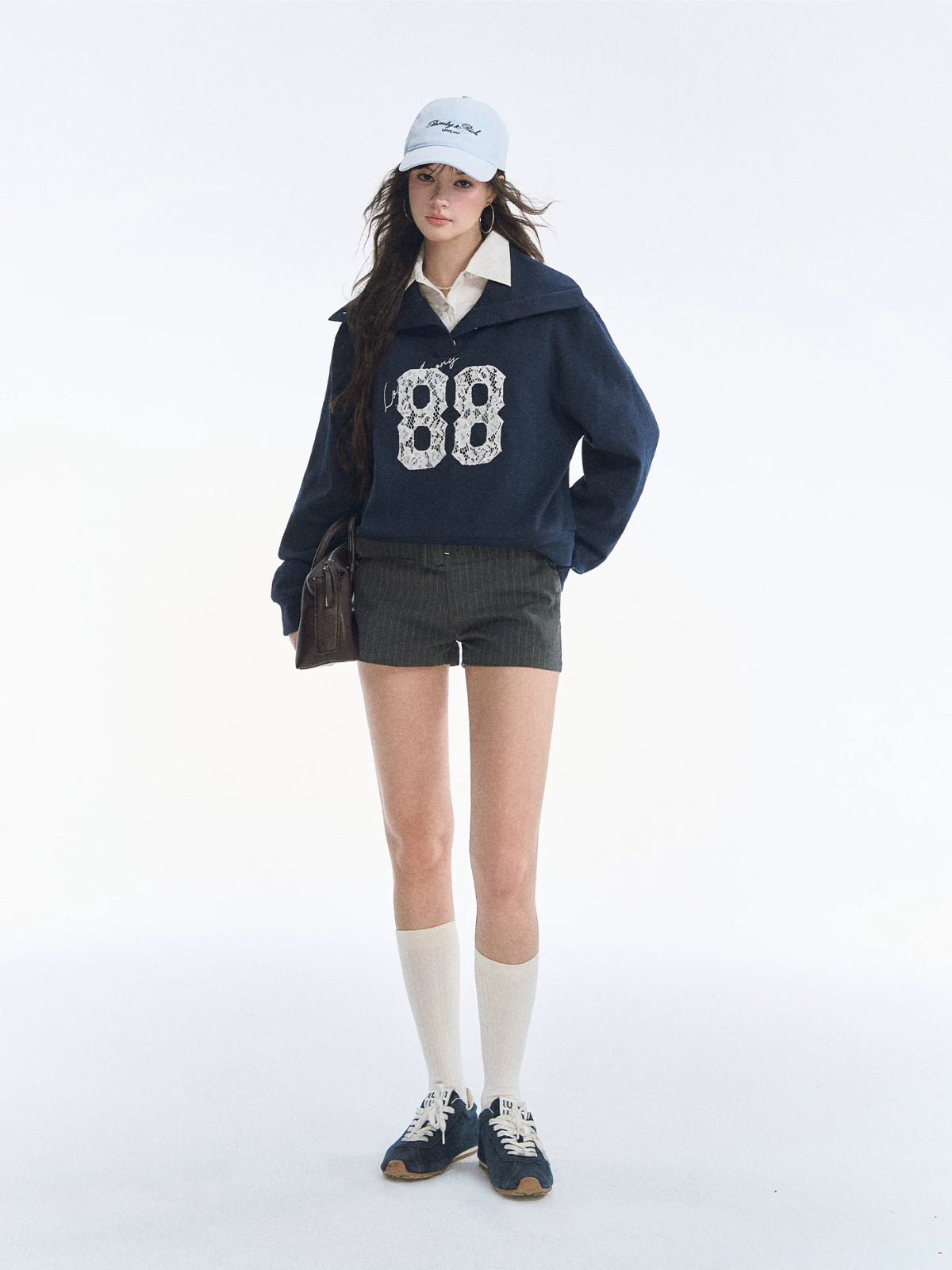 Vintage Lace Collar Embroidered Sweatshirt
