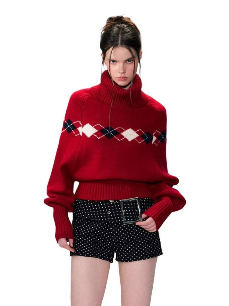 Argyle Wool Knit Sweater