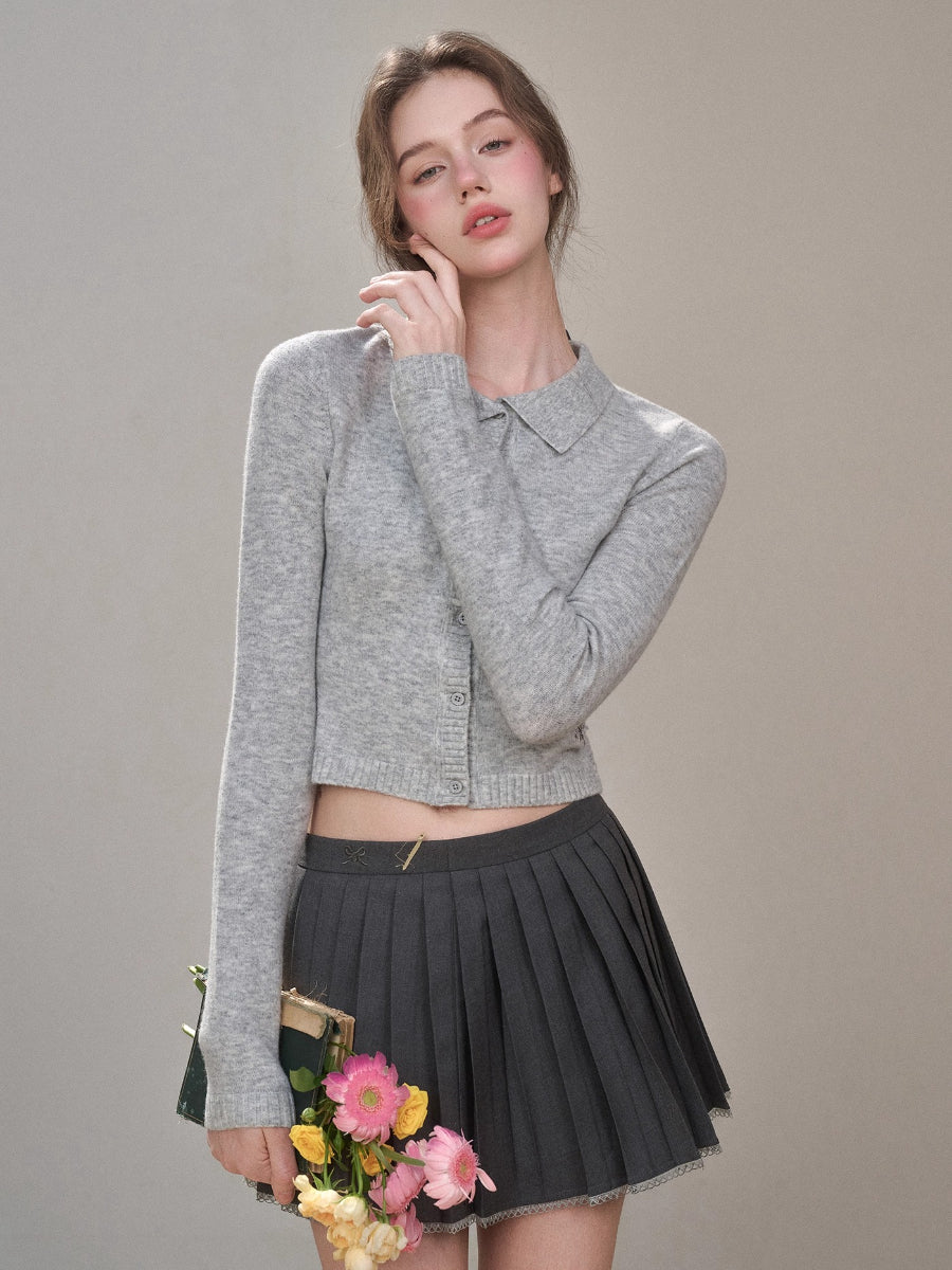 Mist-Grey Pleated Skirt