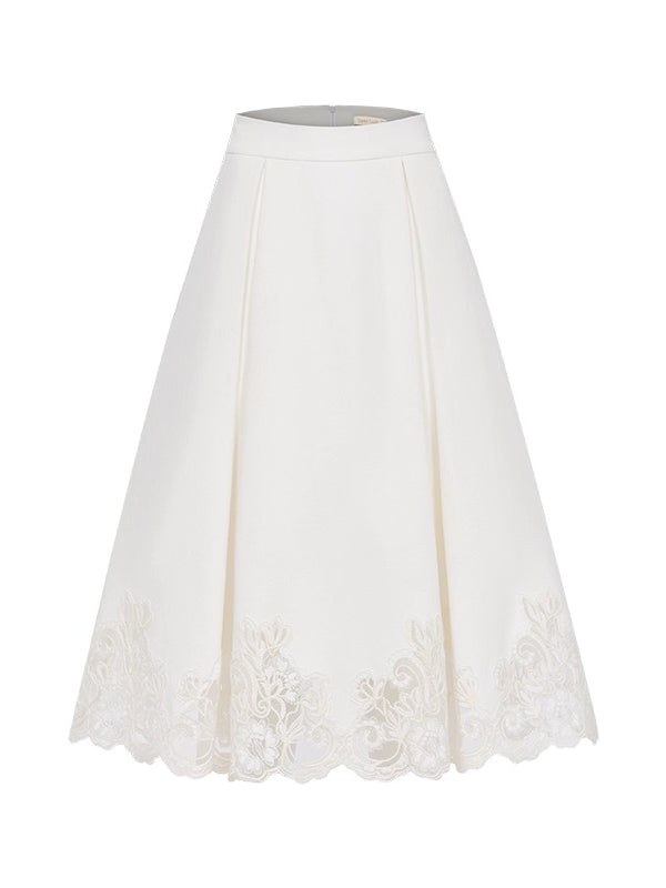 Mirage Vintage Lace-Collar Blazer & Flared Skirt Set