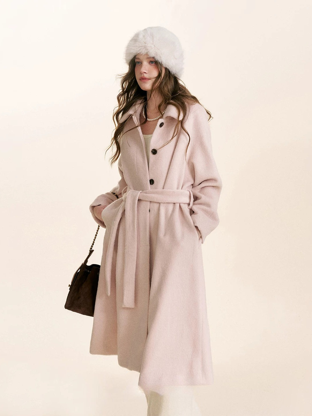 Pink Wool Blend Coat