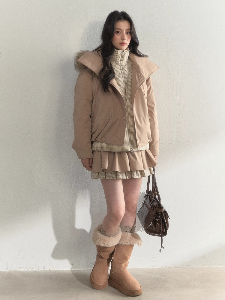 Khaki Two-Layer Ruffle Skirt