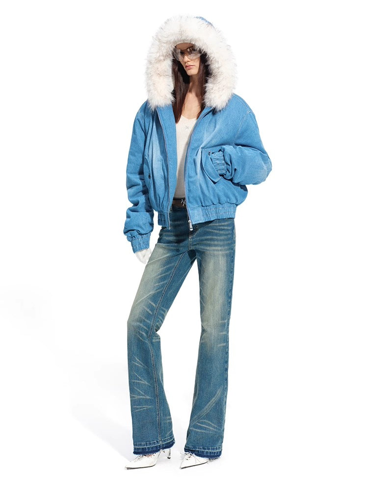 "Savanna Series" Plains Washed Denim Straight-Leg Jeans