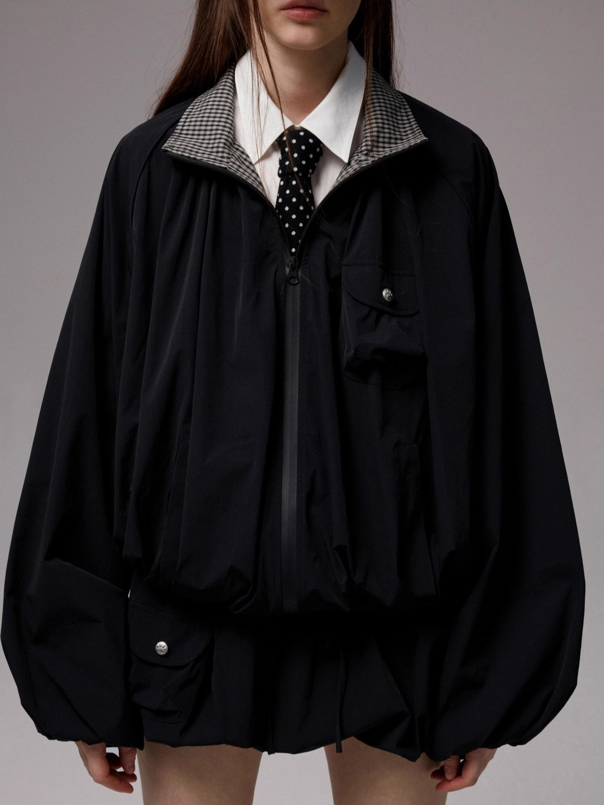 Patchwork Utility Hooded Jacket & Skirt Set