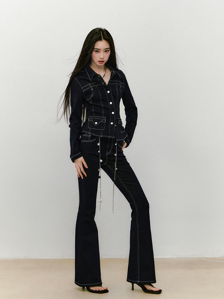 Original Color Denim Slim Fit Jacket