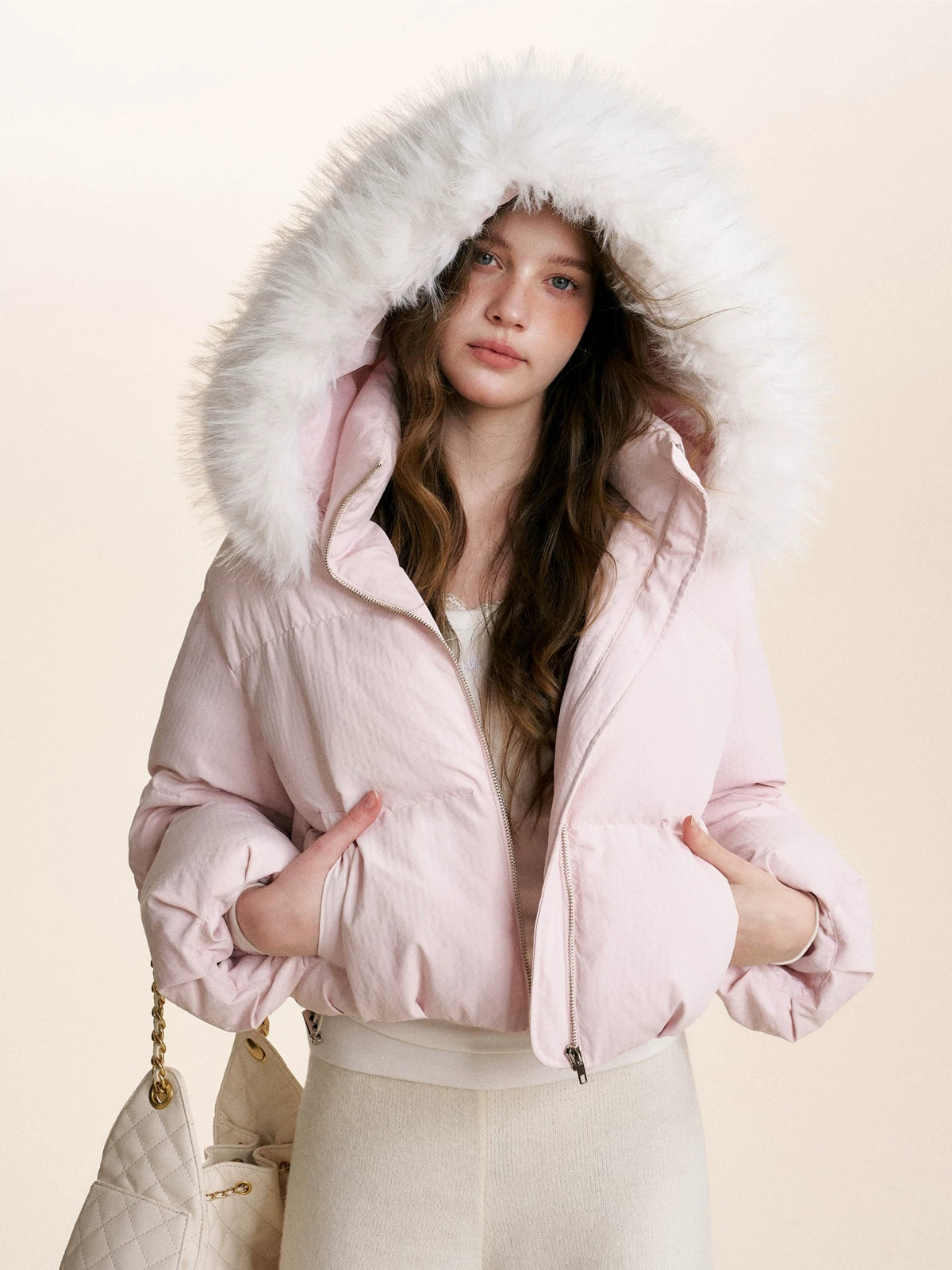 Fur Trim Hooded Down Jacket
