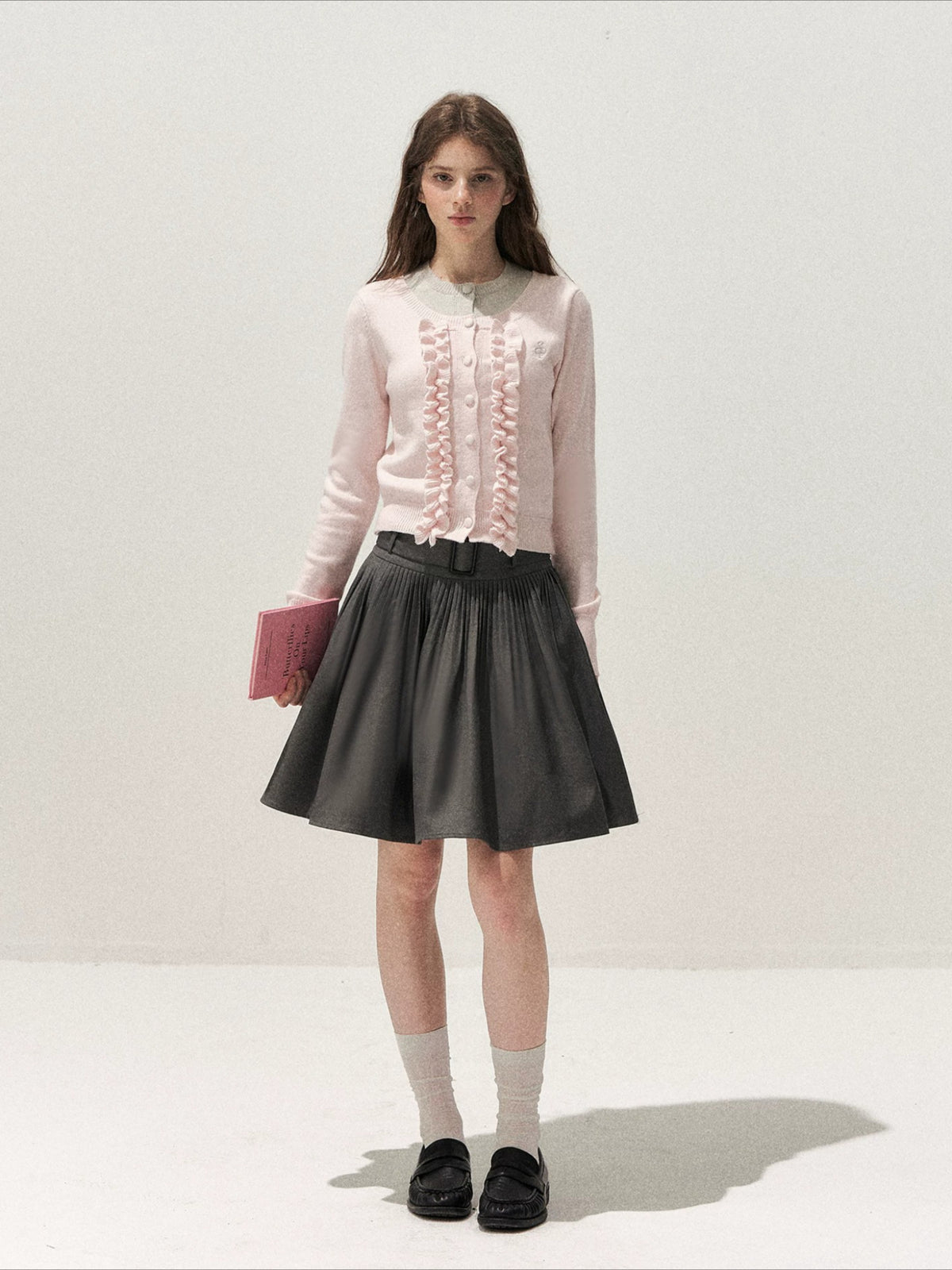Ruffle Trim Vintage Knit Sweater