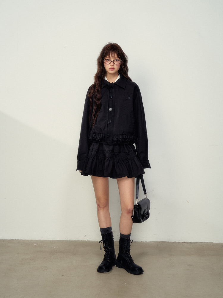 Lace-Trimmed Jacket & Skirt Set