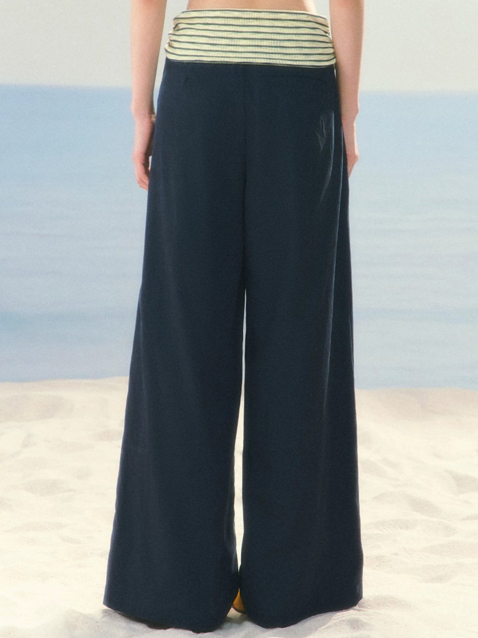 Striped Drawstring Wide-Leg Pants