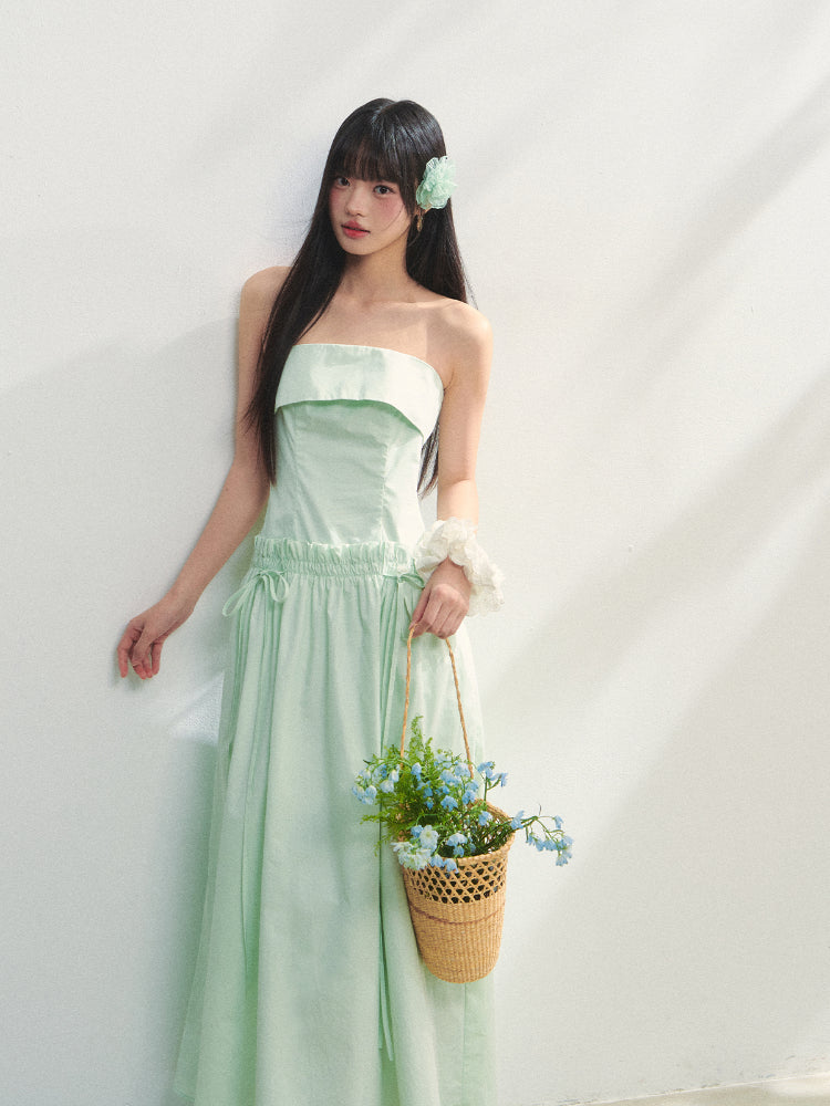 Tie-Waist Strapless Dress