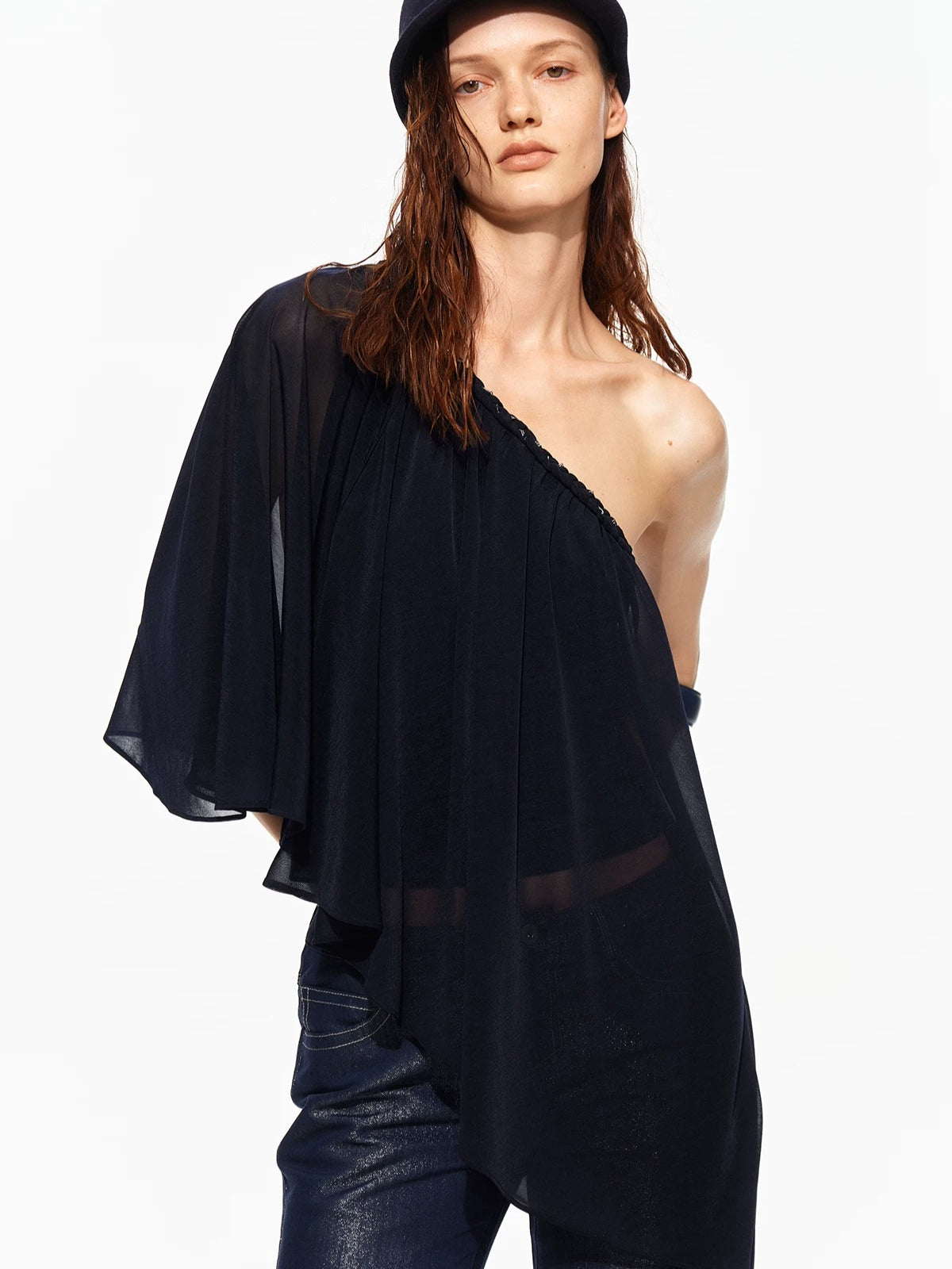 Chain One-Shoulder Cape