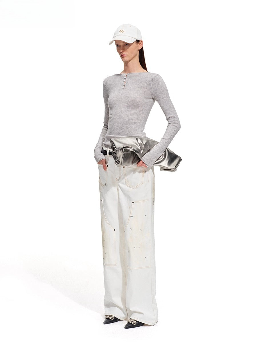 Polar Washed Twill Wide-Leg Jeans