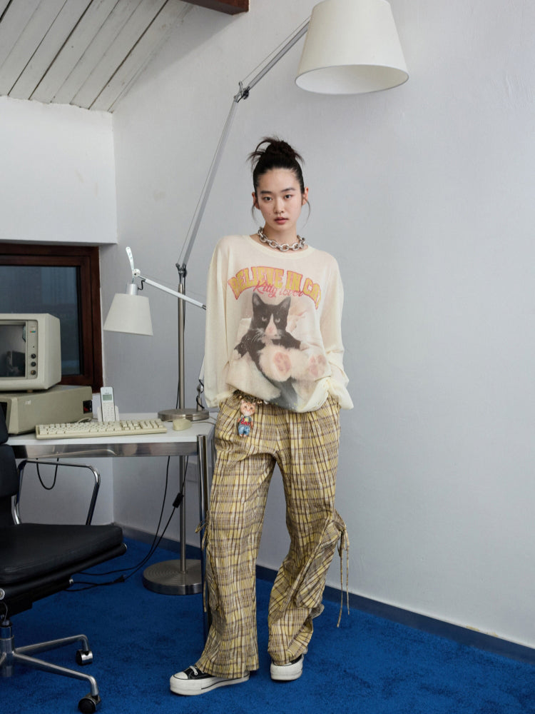Plaid Hooded Shirt & Skirt & Pants Set