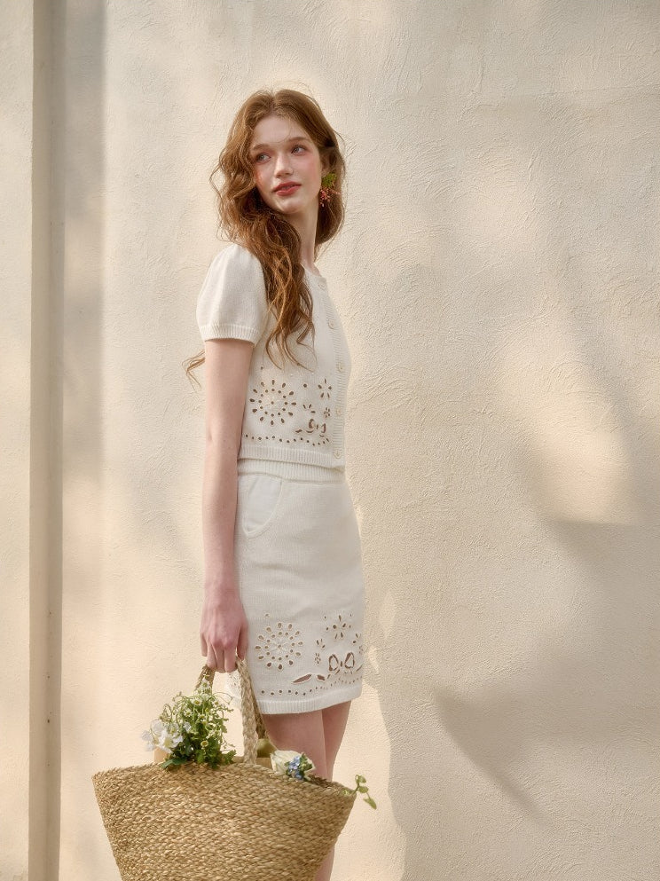 Embroidered Cotton Knit Set