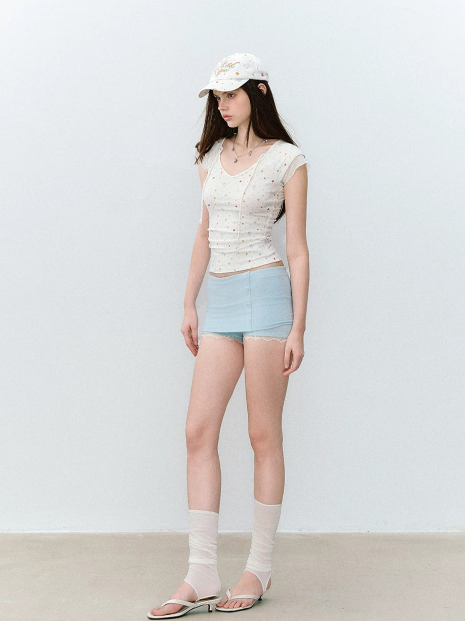 Twisted Shoulder Shorts Set
