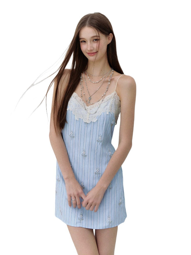 Sea Letter Lace Slip Dress