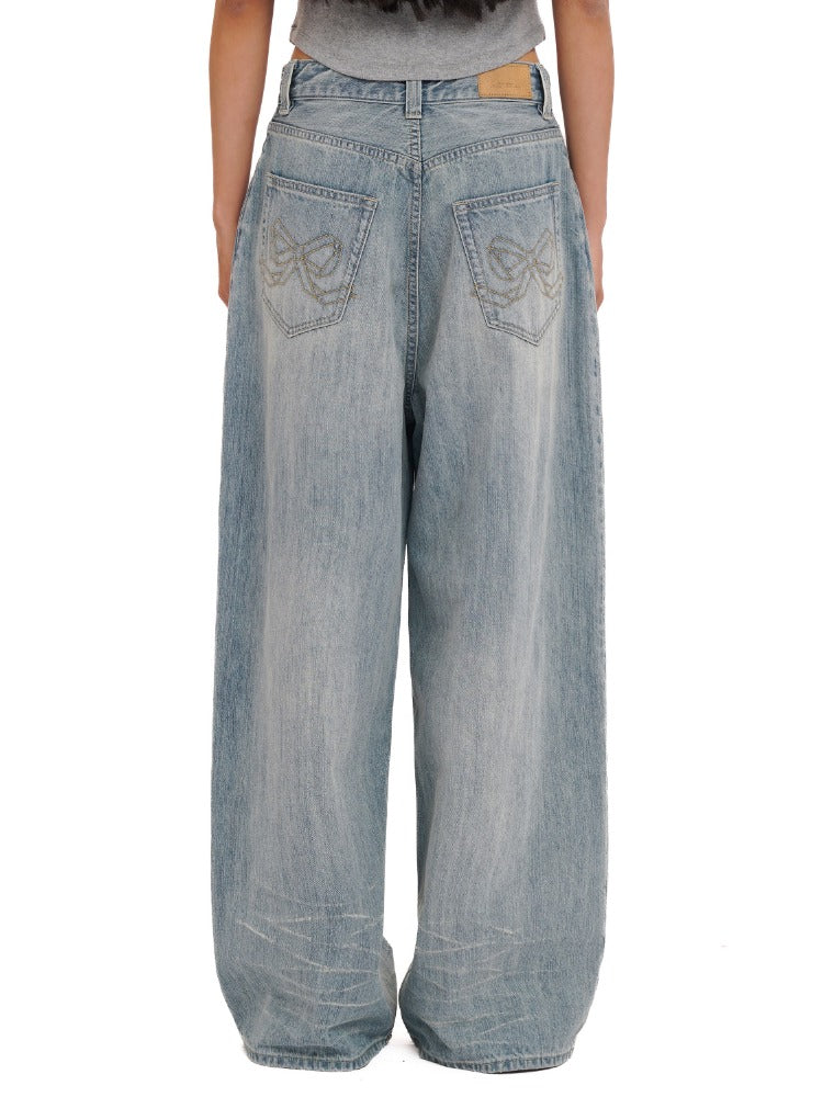 Rhinestone Pocket Embroidered Denim Capri Shorts/Long Pants
