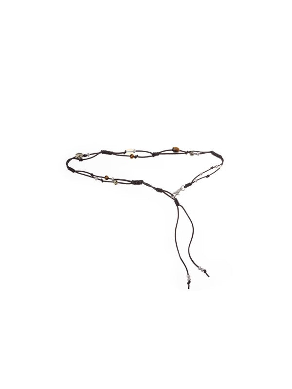 Hand-Woven Metal Flowers and Natural Stones Waist Chain
