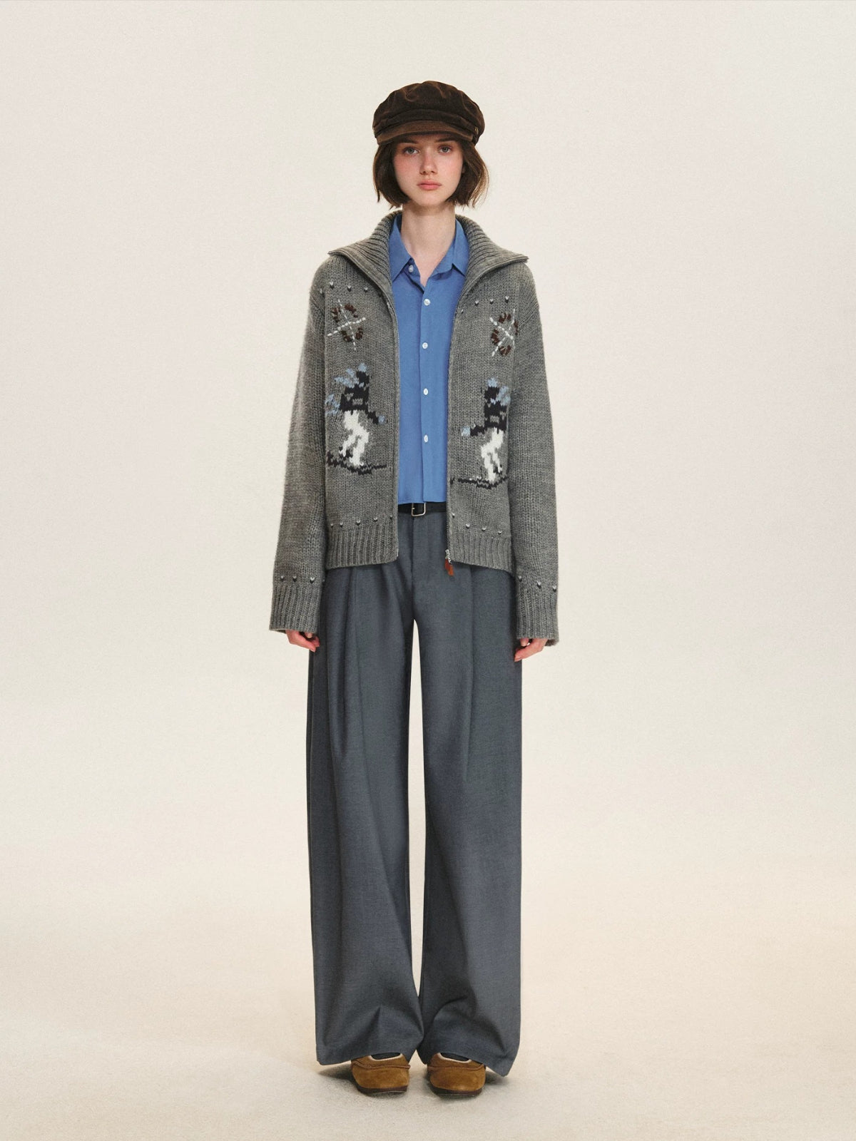 Minimalist Pleated Wide Leg Trousers
