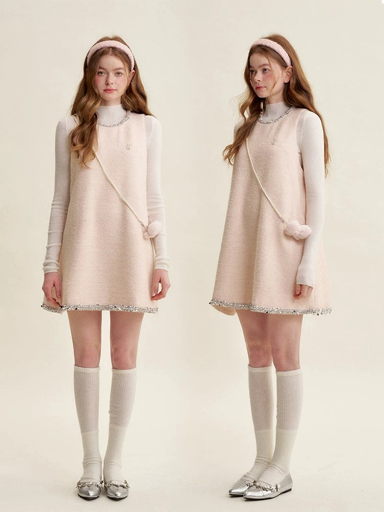 Sequin Tweed Pinafore Dress