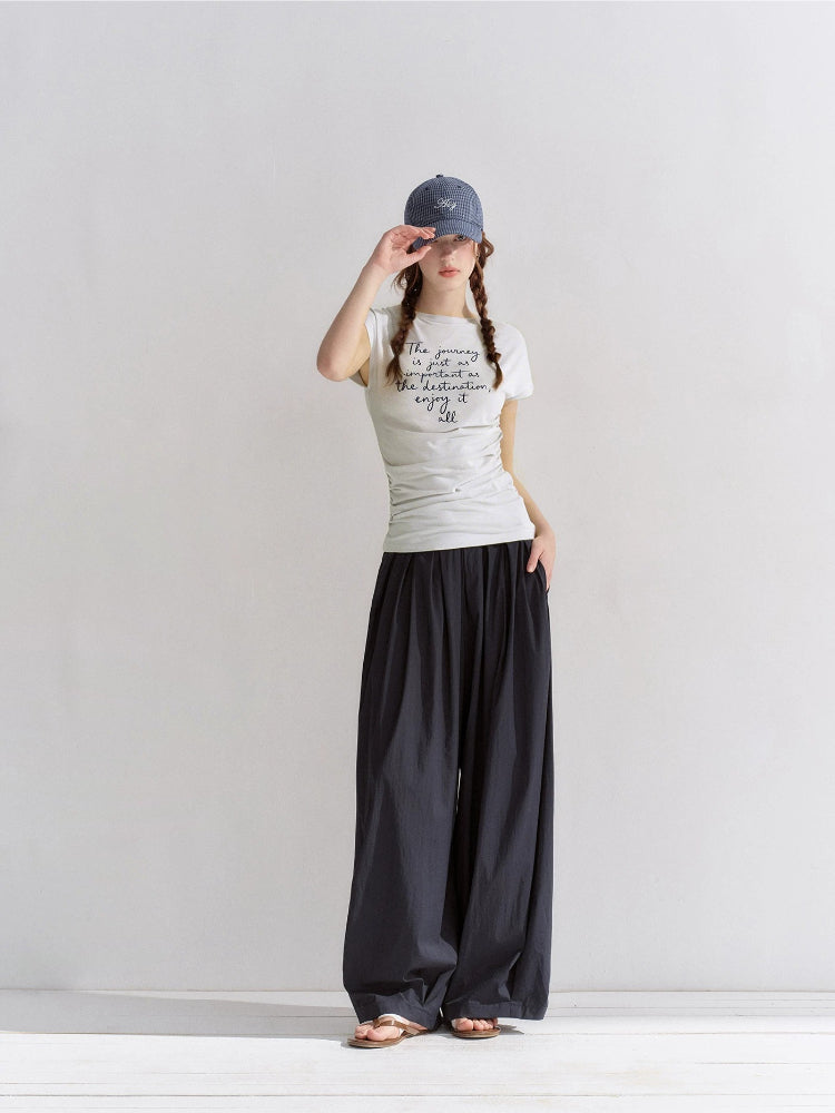 Embroidered Ruched T-Shirt