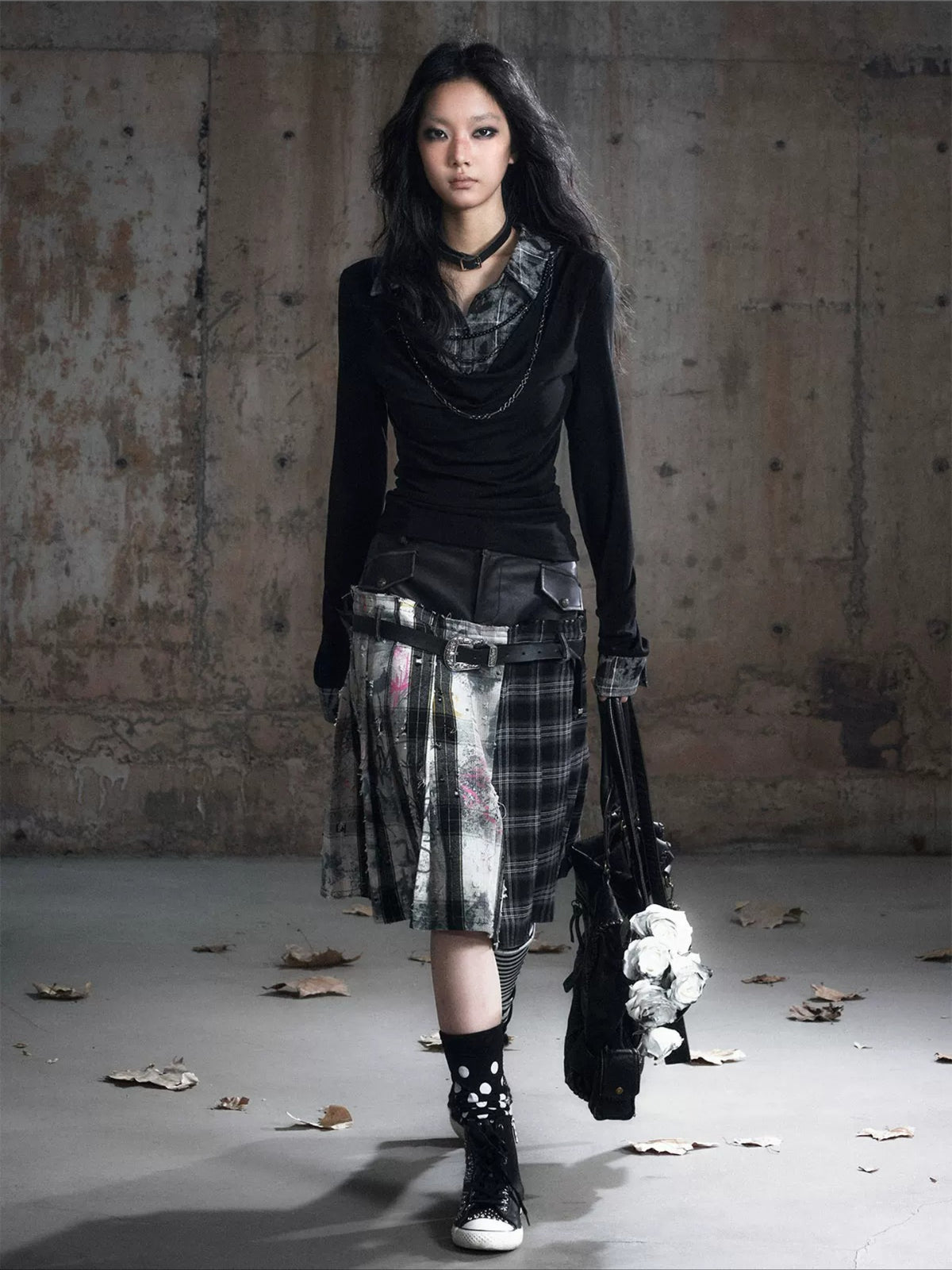 Checked Ruffle Blouse