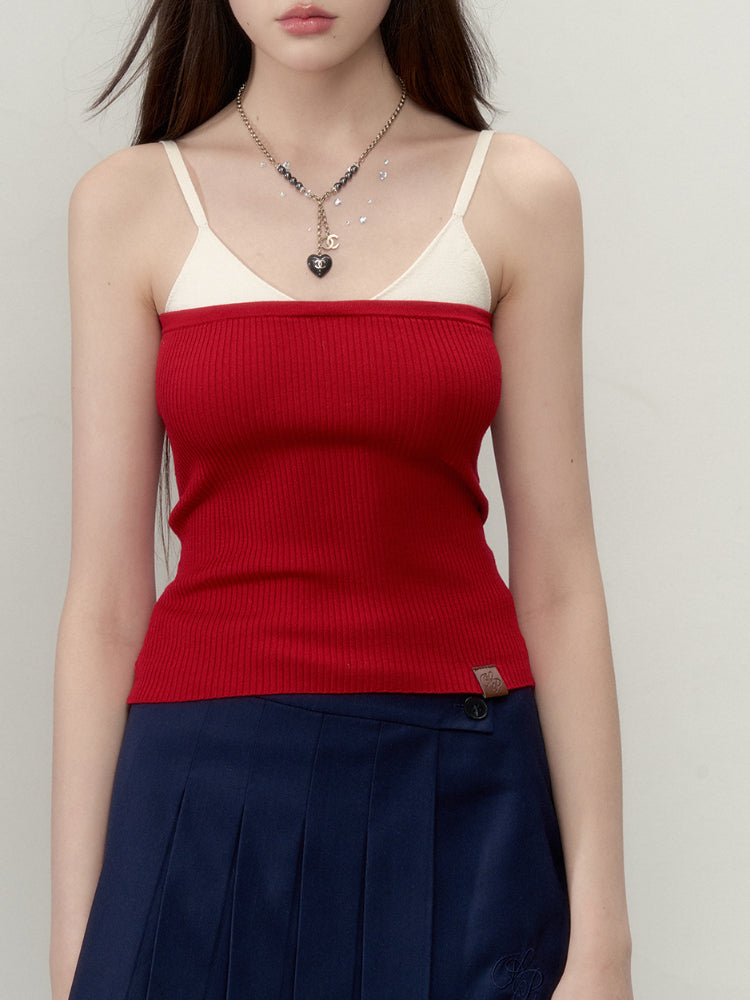 Color-Block Spliced Strap Vest