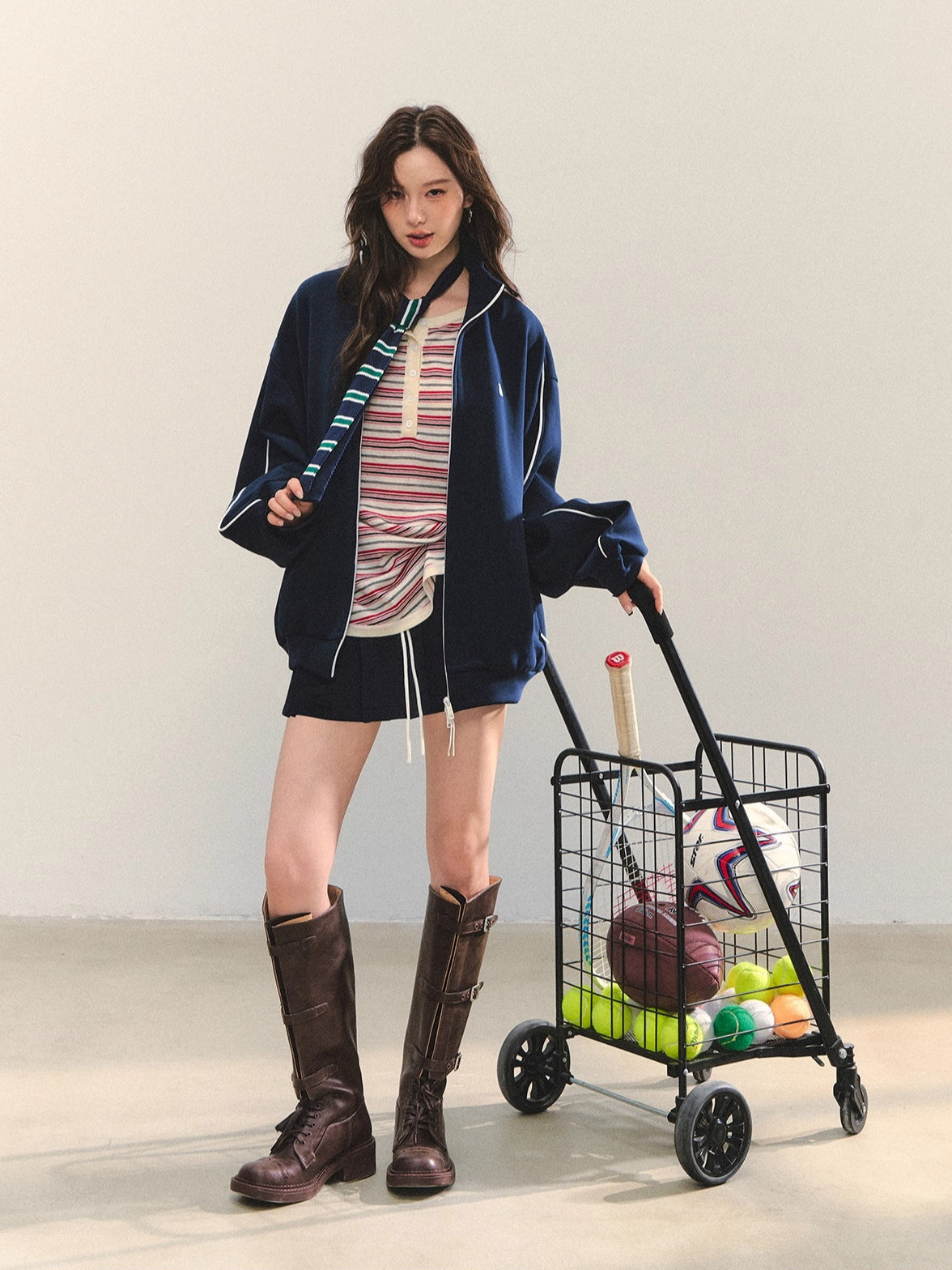 Striped Knit Oversized Casual Pullover