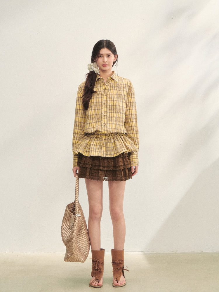 Multi-layer Ruffle Elastic Waist Tiered Skirt