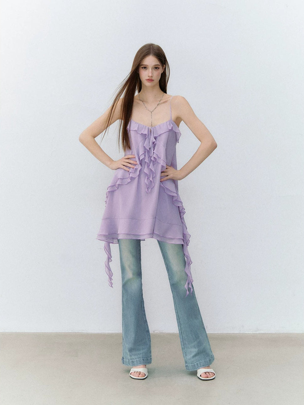 Ruffle Chiffon Cami Dress