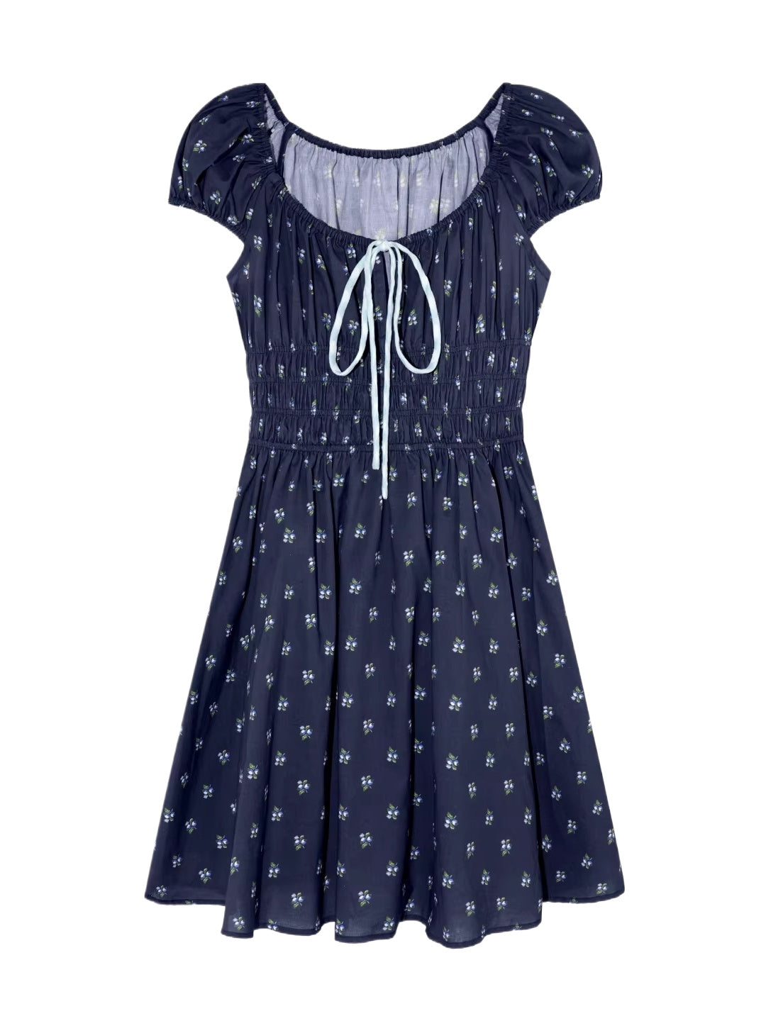French Floral Tie Waist Dress