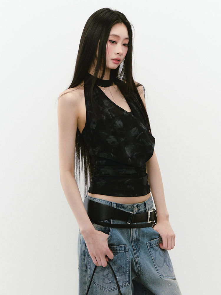 Chain Choker Neckline Waist Cinching Vest