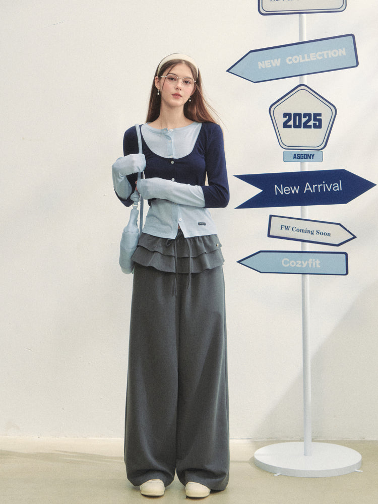 Striped Two-piece Contrast Color Cardigan