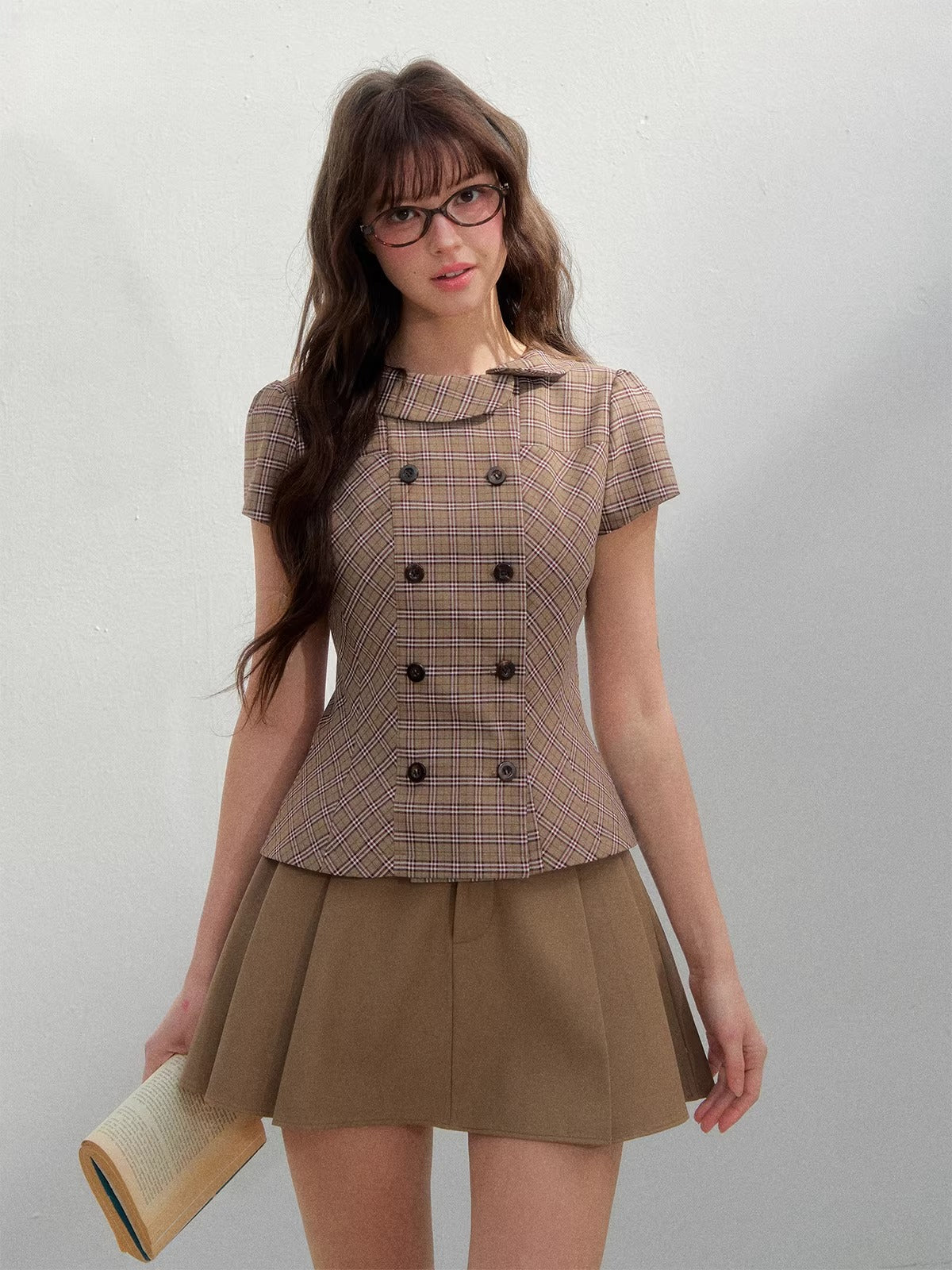 Plaid Shirt & Skirt Set