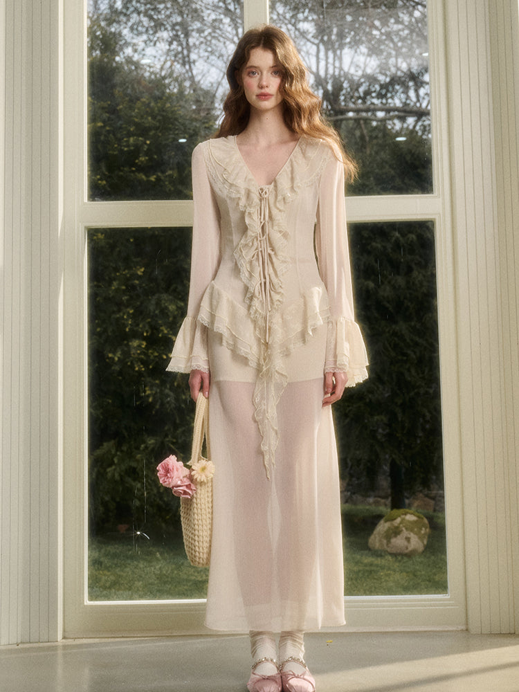 Asymmetrical Lace Dress & Cami Set
