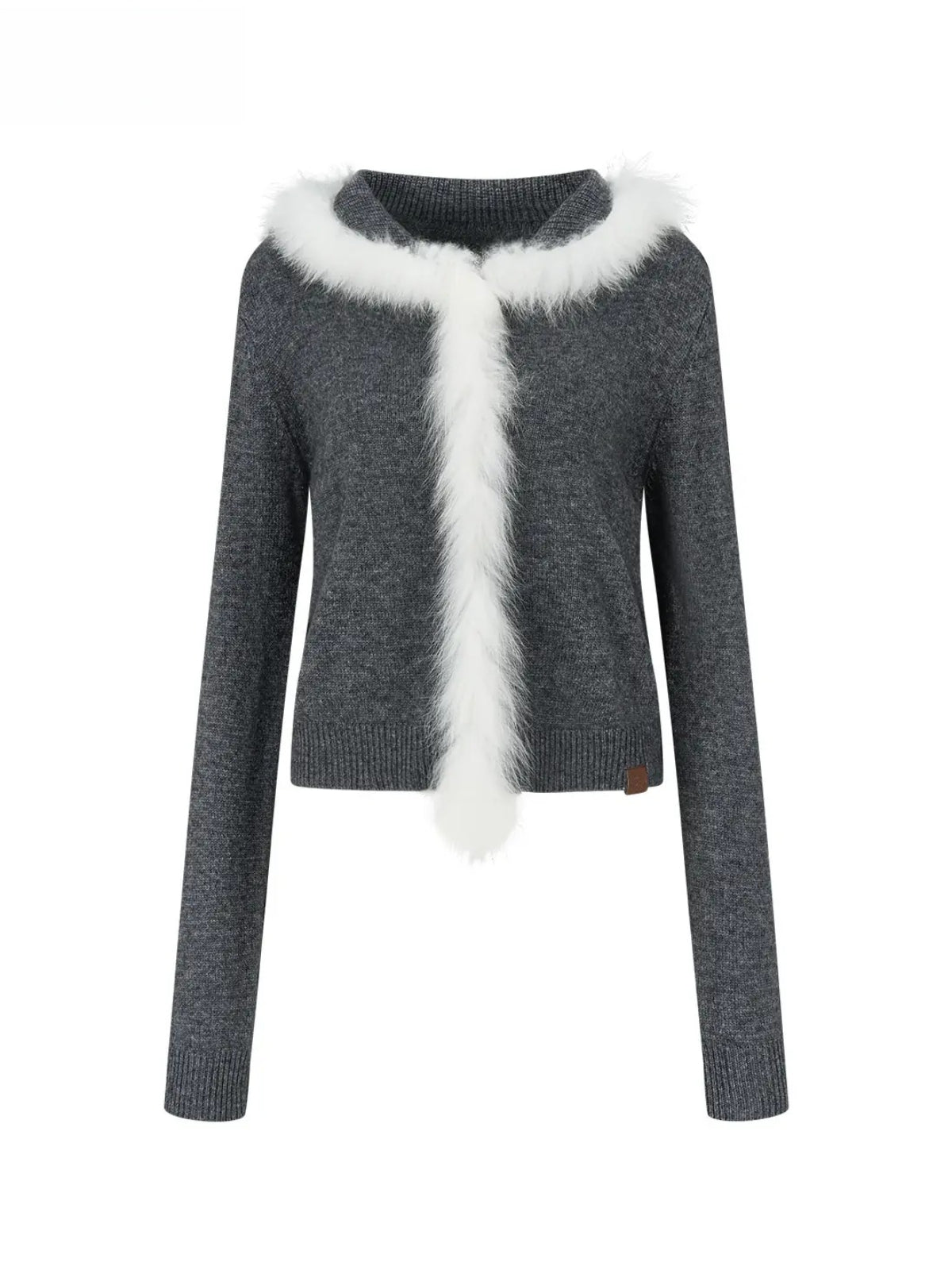 Fox Fur Trim Wool Cardigan