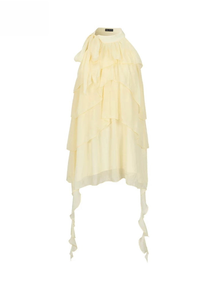 Yellow Tiered Halter Dress