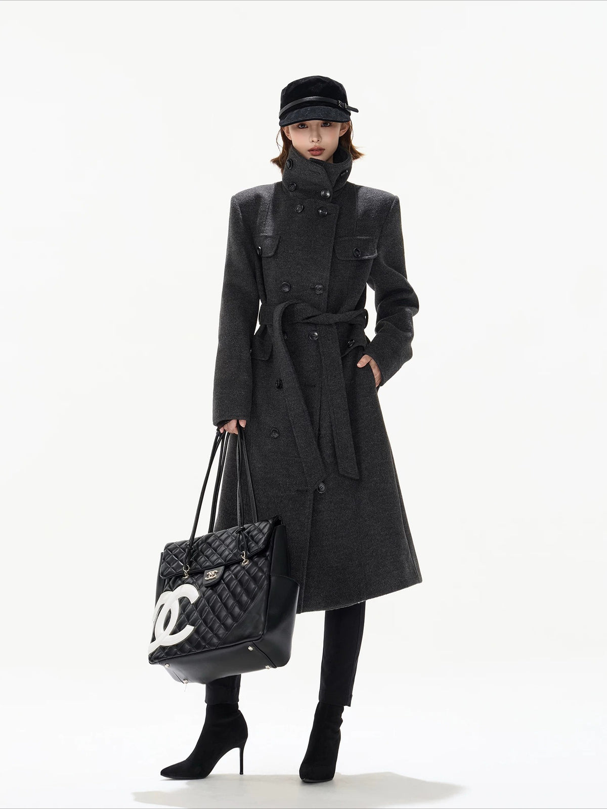 Gray Double Breasted Wool Coat