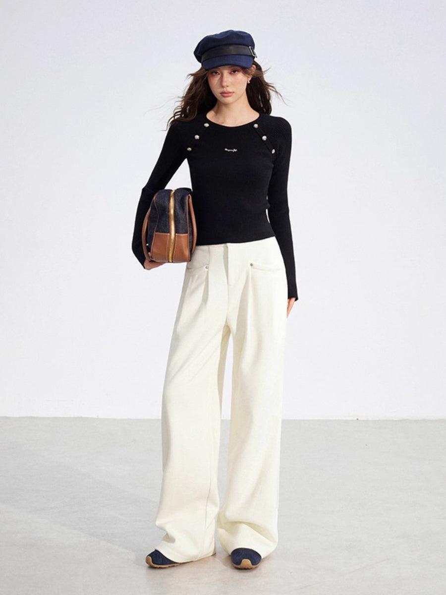 Chenille Fleece Wide-Leg Pants