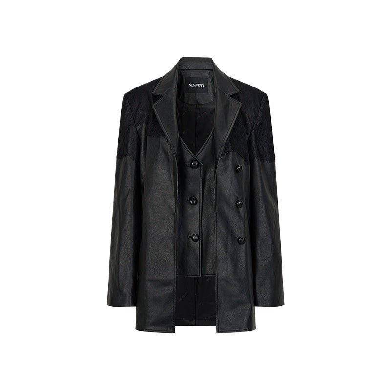 Structured Laced Leather Blazer