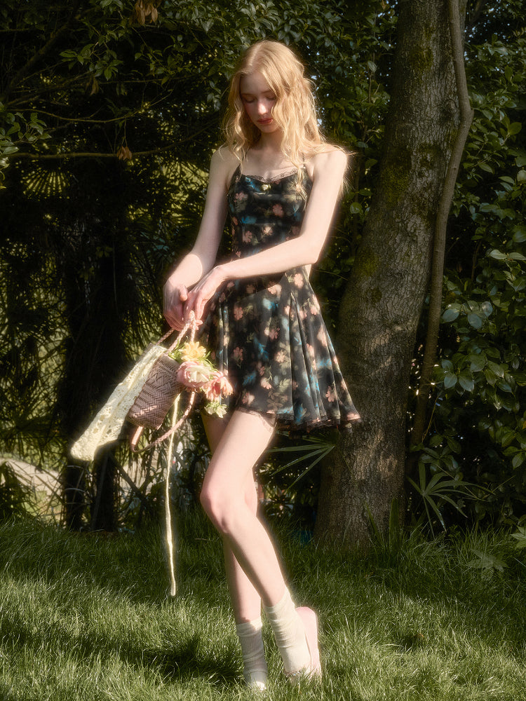 French Lace Bow Little Black Dress