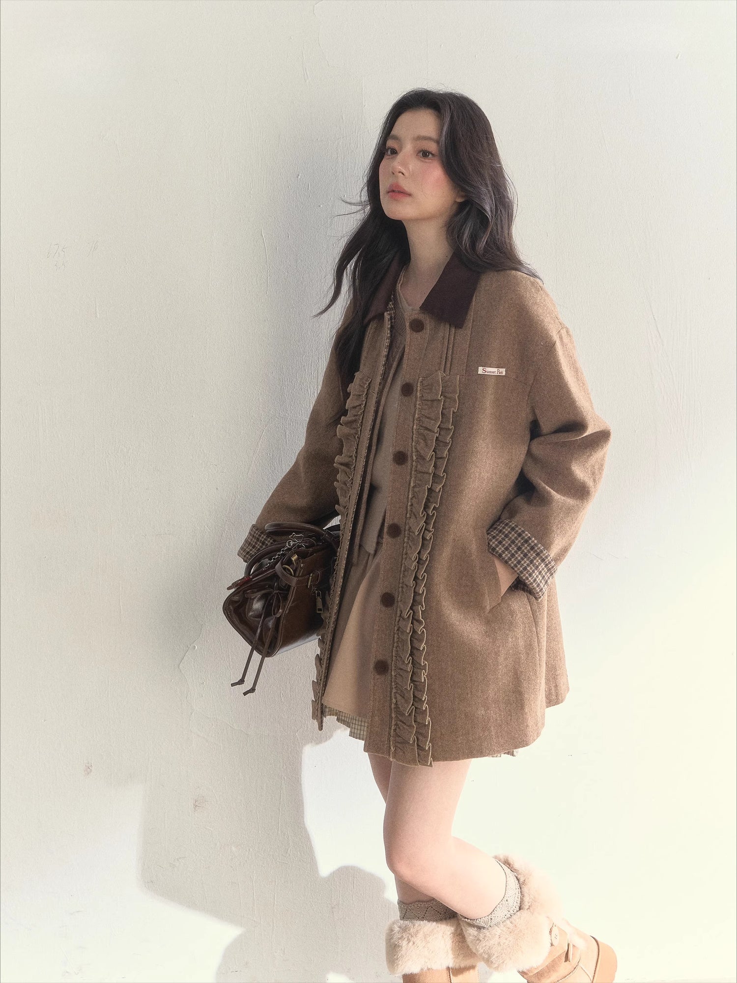 Houndstooth Reversible Jacket Pleated Skirt Set