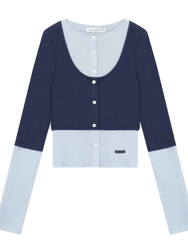 Striped Two-piece Contrast Color Cardigan