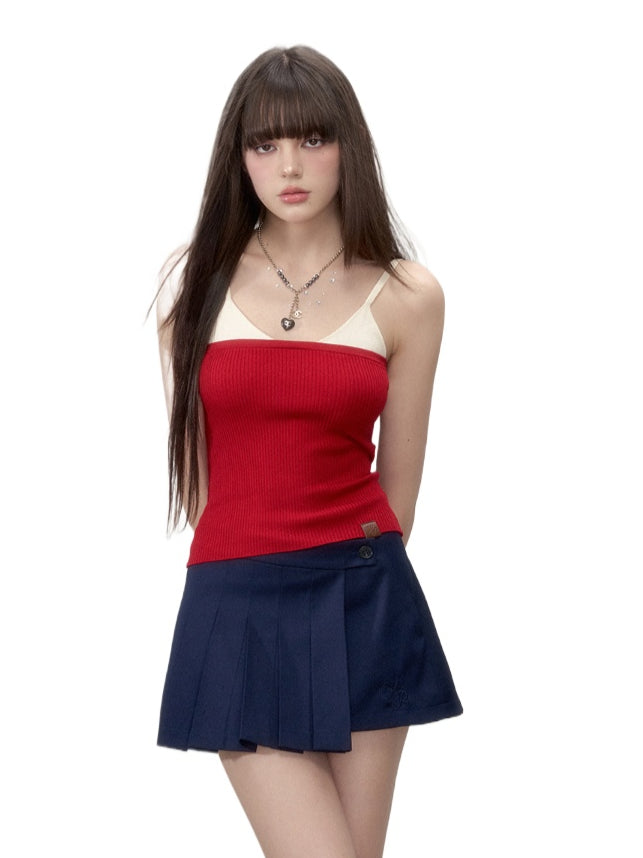 Color-Block Spliced Strap Vest